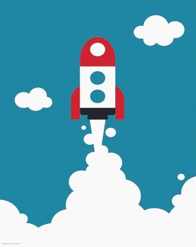 Afiche Cohete! Marta Krupinska, medidas 41 x 51 cm
