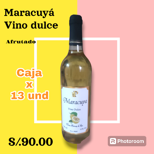 MARACUYA VINO DULCE PARRAS DE ICA de 750 ml x 12 und de 750 ml 