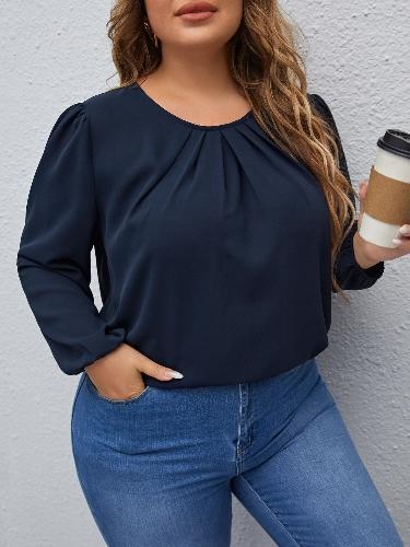Blusa azul marino con fruncido. Talla 1XL
