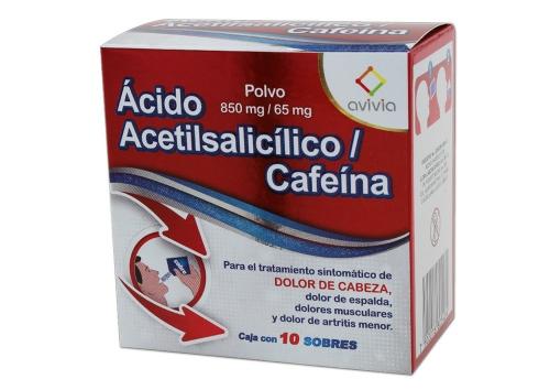 Ácido acetilsalicílico/cafeína pvo 10 sob 850/65gm AVI082