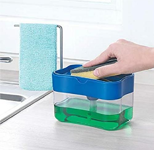 Dispensador de jabón lavaplatos con esponja 