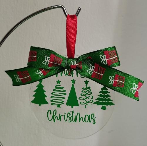 Adorno navideño acrílico 3" en forma de círculo 