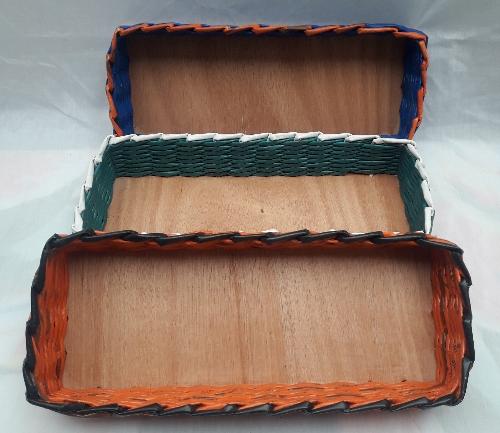 Canasta rectangular papel base de madera maxi.