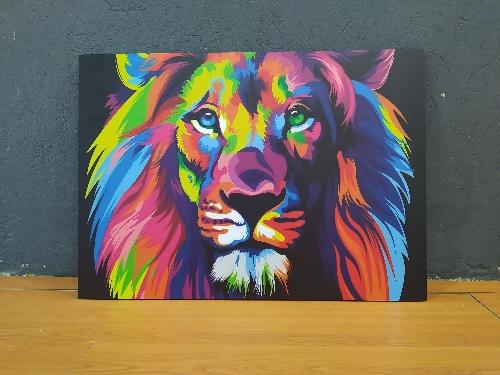 Cuadro león en acuarela 