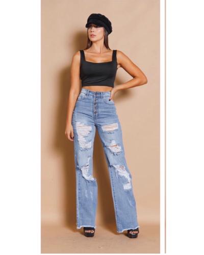  Pantalón broches talle alto 