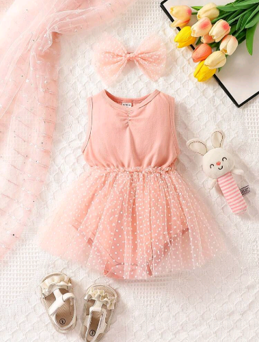 Body rosado con malla de lunares