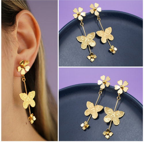 ARETES FLORES MARIPOSAS 