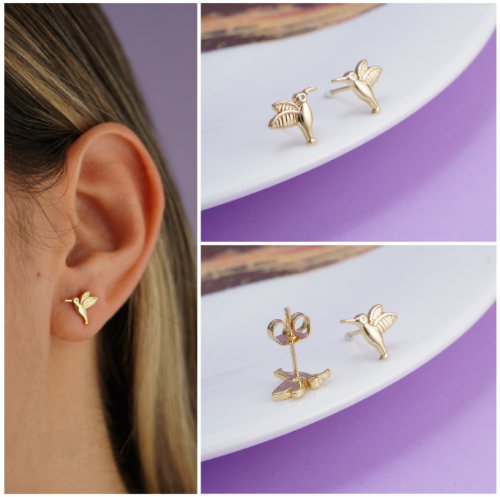ARETES COLIBRÍ DORADOS 