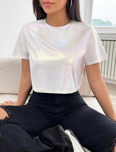 Camisa crop tornasol blanco