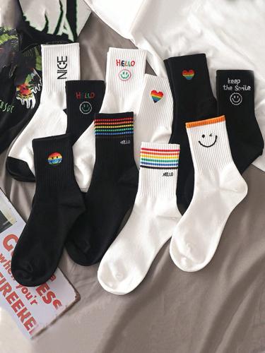Medias 3/4 de algodón con diseño 