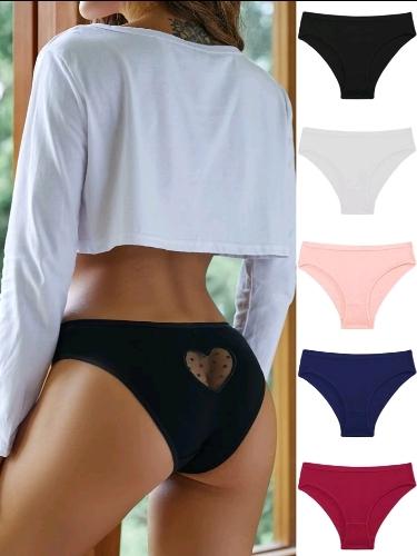 5 piezas de pantys colores mixtos con corazón trasero