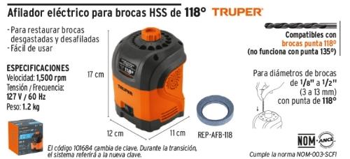 Afilador para brocas de 118°