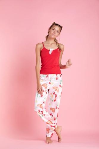 Pantalón satin brunch roja