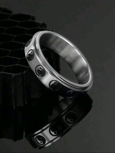 Anillo giratorio con patrón Yin Yang
