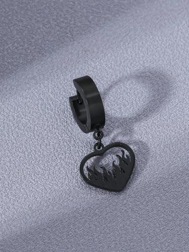 1 pieza Arete de corazón en llamas