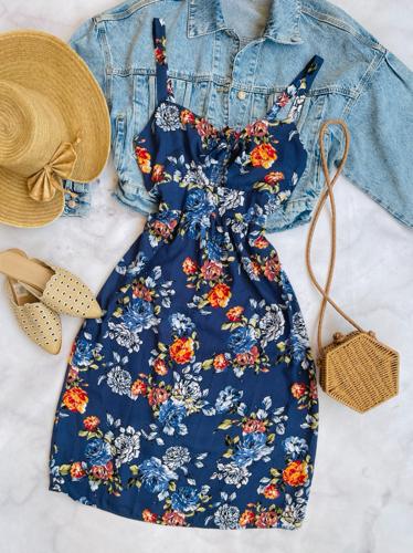 Dress Midi azul 046