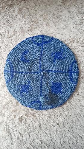Boina de lana sintética azul diseño Kultrun