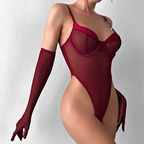 Body con guantes Vinotinto S y M