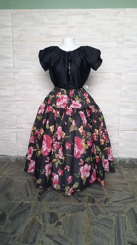 Conjunto 2 pcs ( saia chita e blusa algodão)