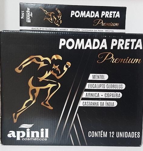 Pomada preta premium Apinil, Cx com 12un.