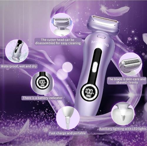 Afeitadora eléctrica para mujer, la mejor maquinilla de afeitar eléctrica para mujer, piernas de bikini, axilas, pelos públicos, recargable, con cabez