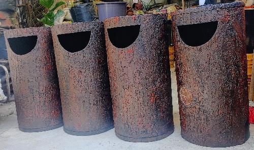 Bote de Basura en Fibra de Vidrio imitación Tronco 