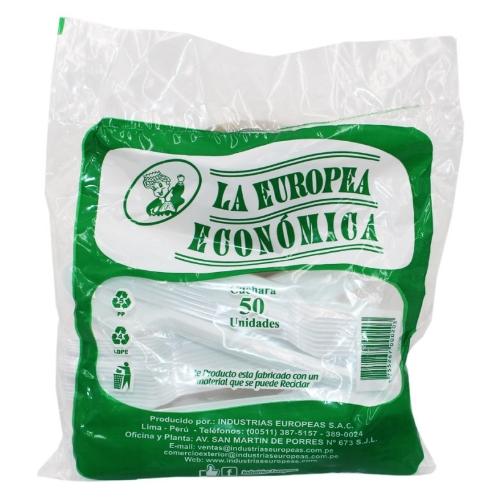 CUCHARA LA EUROPEA ECONOMICA 10 BLANCO PACK 50 UND