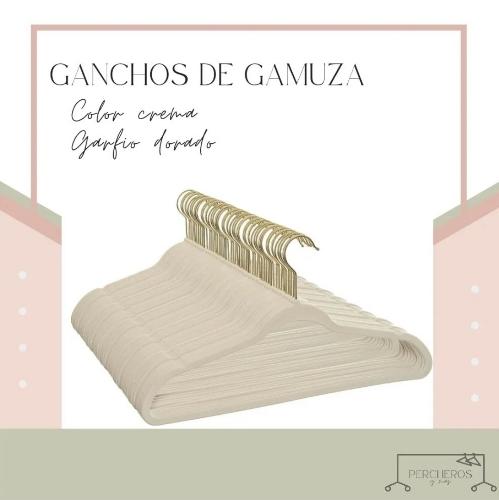 GAN002 - Caja 100 ganchos gamuzados color crema