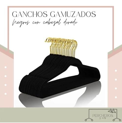 GAN004 - Caja 100 ganchos gamuzados color negro