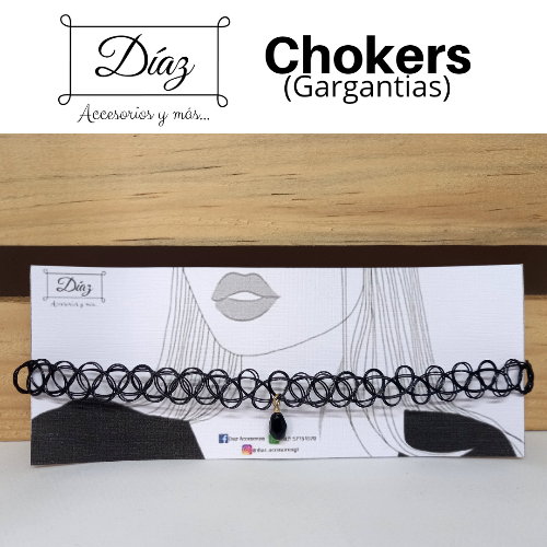 Choker tipo tatto con dije de gota