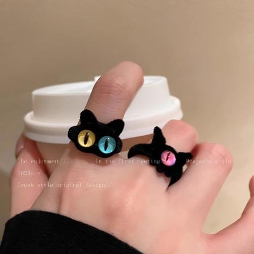 Anillo gato felpa negro