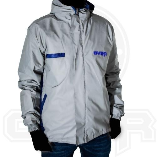 Chaqueta Impermeable Doble Faz Reflectiva Over 100% Azul 