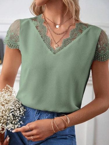 Blusa verde cuello en V 