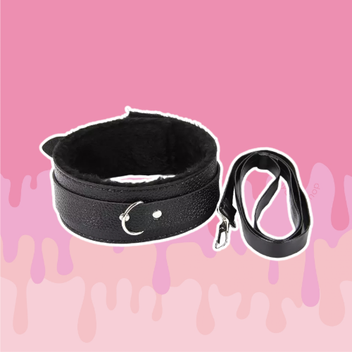 COLLAR DE PELUCHE ECOCUERO NEGRO
