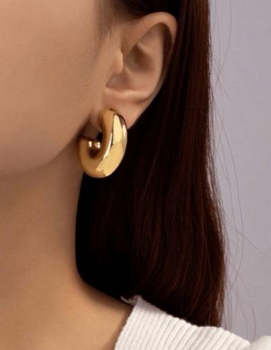  Pendientes con clip en forma de C con brillo para mujer, dorado pendientes de aro de modas