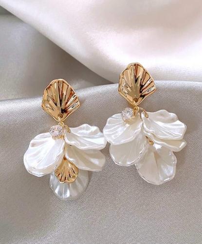 1 Par De Aros Diarios De Moda Dulces, De Alta Calidad Y Delicado Diseño De Pétalos Y Flores Para Mujeres Elegantes