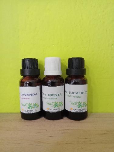 Aceites Esenciales: Lavanda,  Eucalipto , Menta, Limón, Bergamota, tomillo,  orégano, romero  y árbol de té  20  ml.