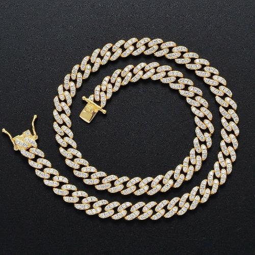 Cadena Cubana de Zirconia de 16 pulgadas Dorada