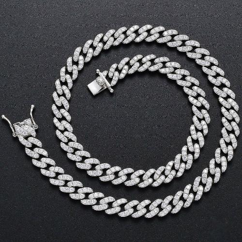 Cadena Cubana de Zirconia de 20 pulgadas plateada 
