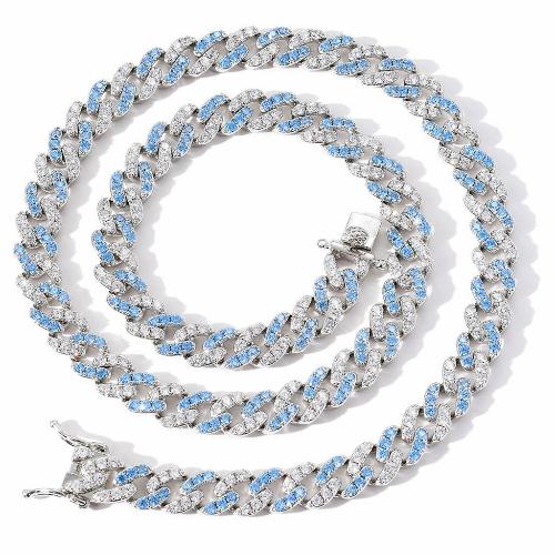 Cadena Cubana de Zirconia 20 pulgadas Blue-White