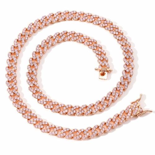 Cadena cubana de Zirconia 20 pulgadas Rose Gold