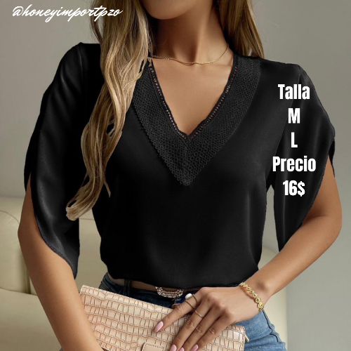 BLUSA SHEIN M/3/4 C/V NEGRO