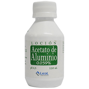 Acetato de aluminio 0.059% frasco x 120ml