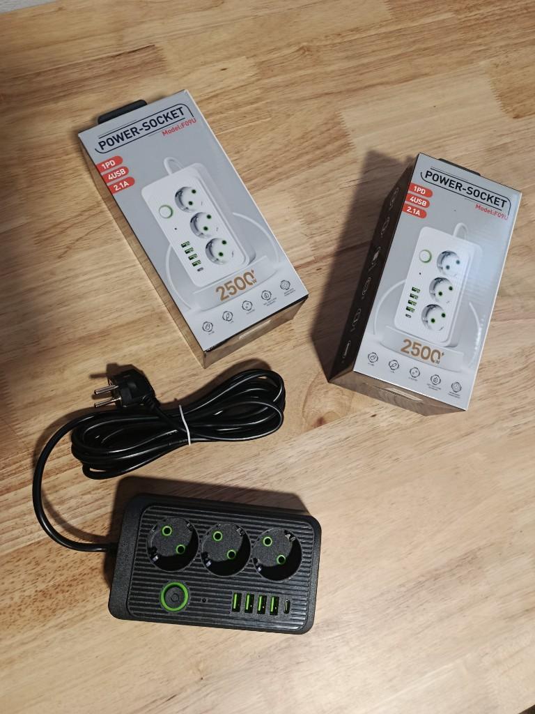 Alargue 3 Metros, entrada Schuko, entradas USB Entrada tipo C