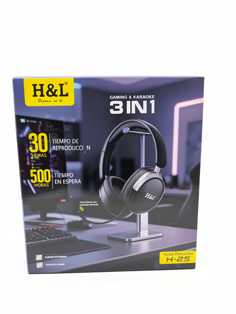 Imagen 1 de AUDIFONO DE DIADEMA CON MICROFONO Y BLUEOTOOTH NEGRO H-25