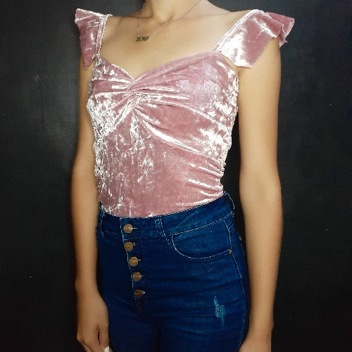 Imagen 1 de Blusa de terciopelo rosa vieja 