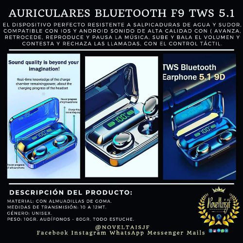 Imagen 1 de AURICULAR BLUETOOTH F9 TWS 5.1