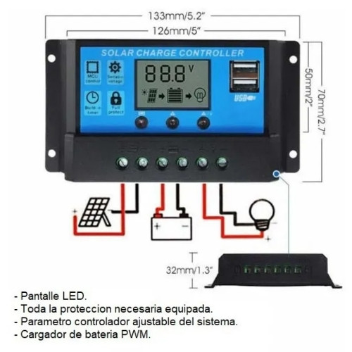 Imagen 1 de Controlador de Panel solar 30Amp