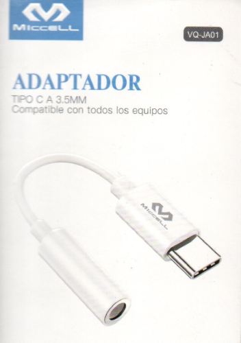 Imagen 1 de ADAPTADOR AUDIO MICCELL VQ-JA01 TIPO C A JACK 3.5MM