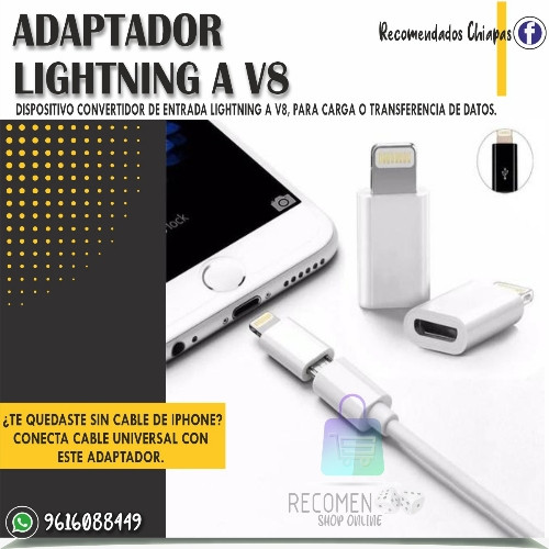 Imagen 1 de Adaptador Lighthning a V8.